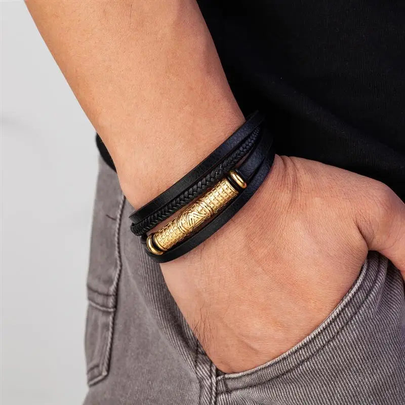 Bracelete Viking de Couro para Homens