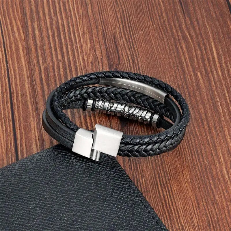 Bracelete Viking de Couro para Homens