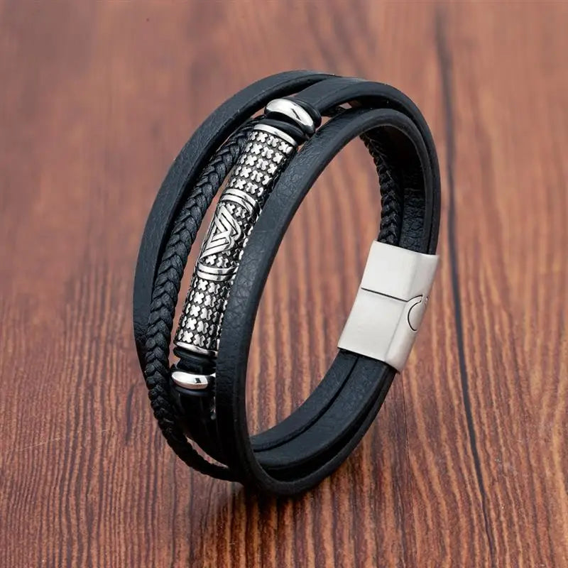 Bracelete Viking de Couro para Homens