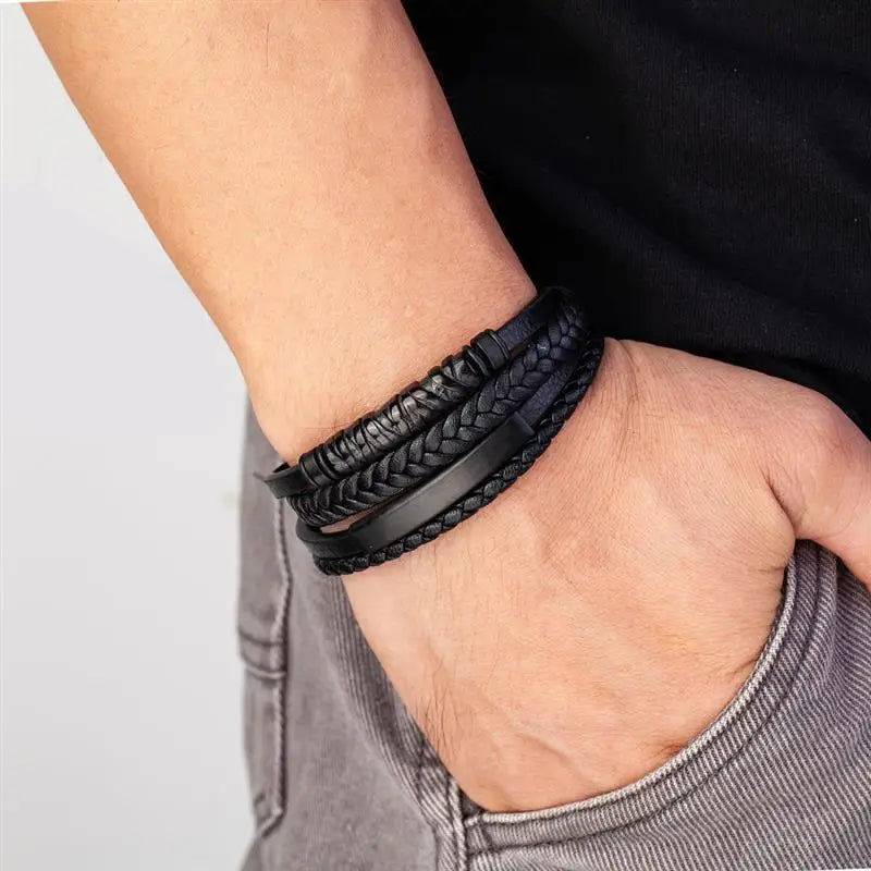 Bracelete Viking de Couro para Homens