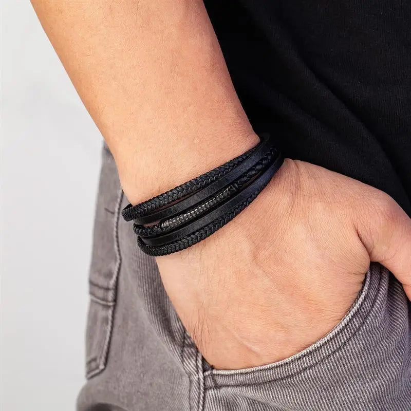 Bracelete Viking de Couro para Homens